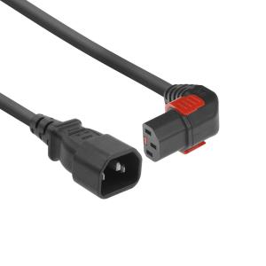 230v Connection Cable C14 Lockable - C13 Black 1m