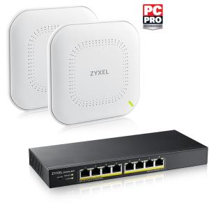 Gs1915 8ep - 60w Poe+ Gigabit Web Managed Switch Nebulaflex Compatible + 2x Nwa90ax Standalone Nebulaflex Wireless Access Point