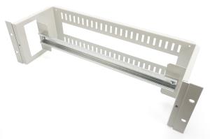 DIN rail holder, 3U, 135x480x150 mm incl. din rail (35x390 mm), grey (RAL 7035) color grey (RAL 7035)