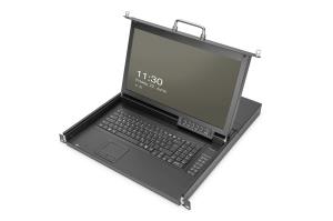 Modularized 43,2cm (17in) HD LCD TFT console with 8 port Cat5 KVM 8 Cat5 VGA Dongle - TR keyboard