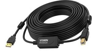 Vision 10m Black USB 2.0 Booster Cable