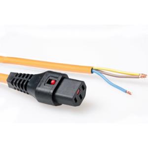 Powercord 230v C13 Lock -open End 3m Orange