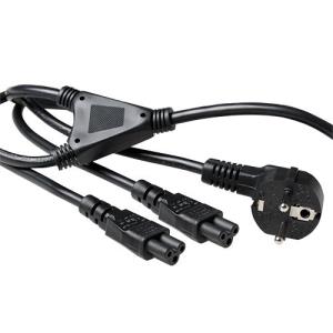 230v Split Cable Schuko Male (angled) - 2 X C5 1.8m